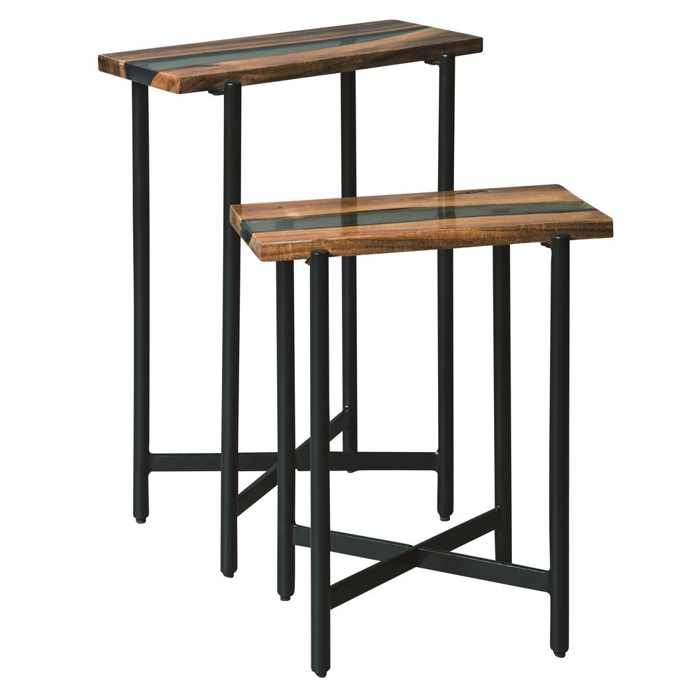 Rivers Edge 18" Acacia Wood and Acrylic Nesting End Tables, Set of 2. Picture 30