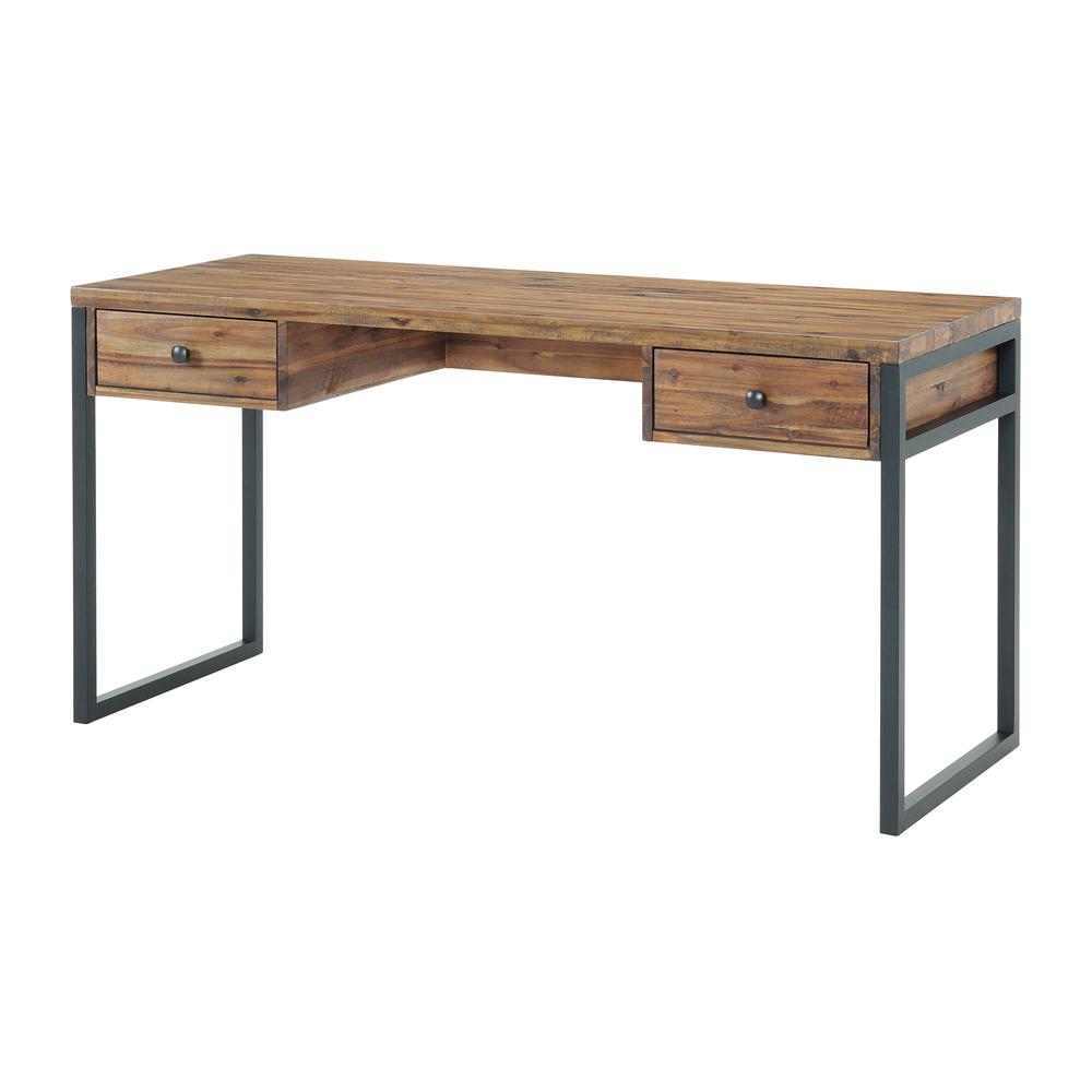 Claremont 60"W Rustic Wood and Metal Desk. Picture 3