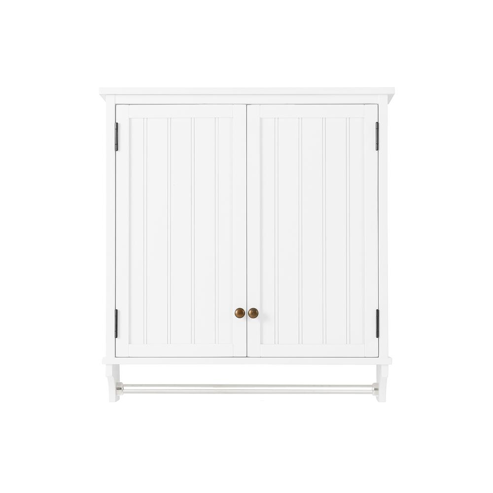 Dover Over Toilet Hutch with 2 Doors, Wall Mounted Bathroom Storage Cabinet with 2 Doors and Towel Rod. Picture 9