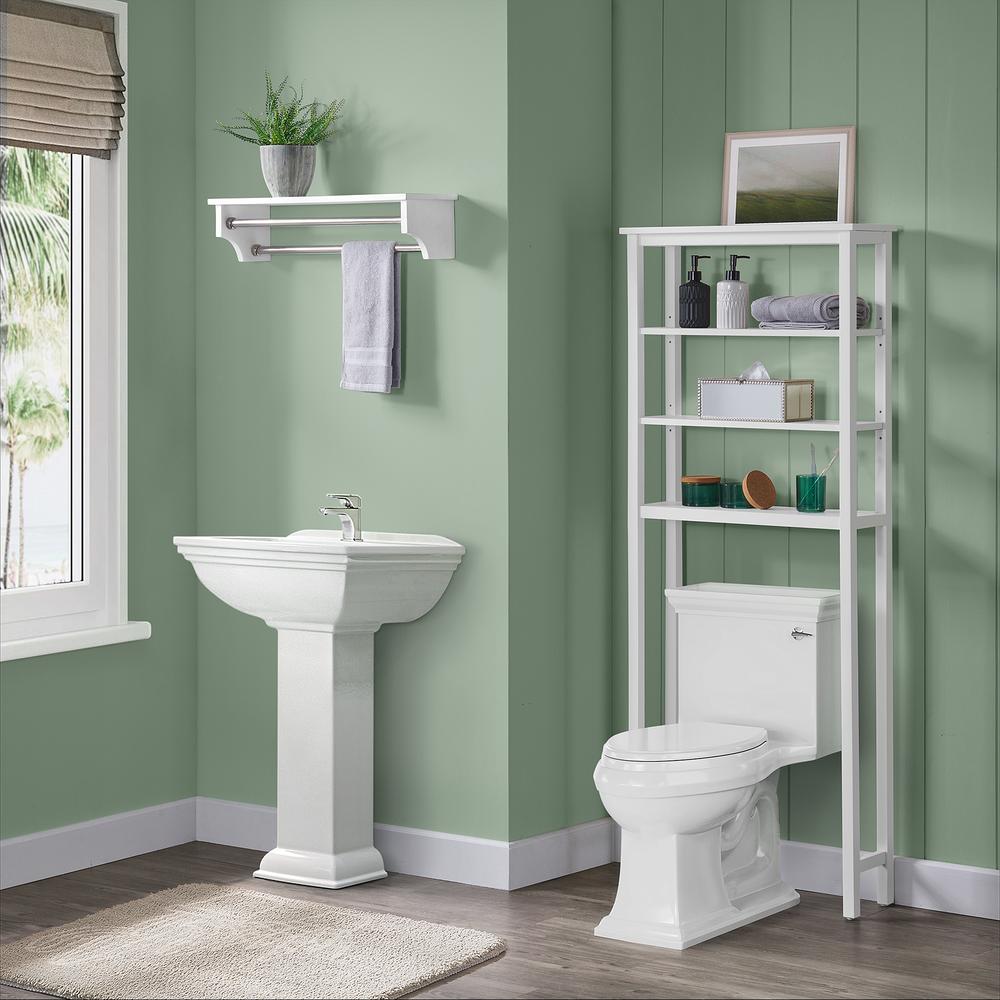 Dover Over Toilet Organizer with Open Shelving, Bathroom Shelf with 2 Towel Rods. Picture 2