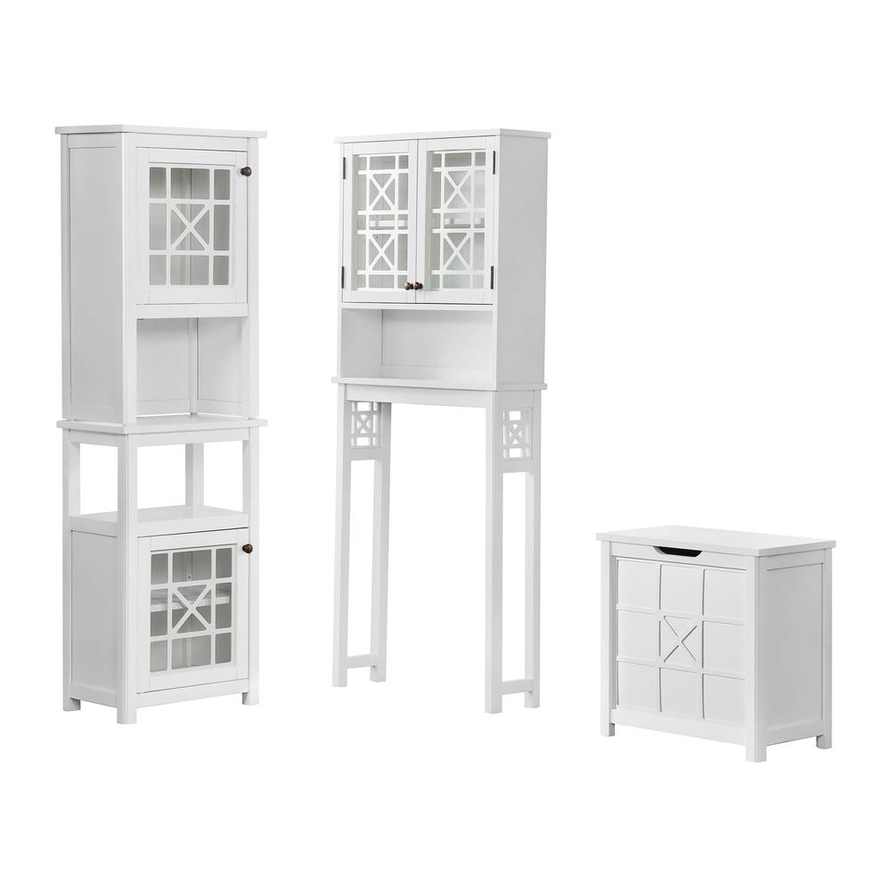 Derby 5-Piece Bathroom Storage Set with Over Toilet Shelf, Wall-Mounted  Cabinet, Hamper, Floor Cabinet, and Storage Hutch. Picture 1