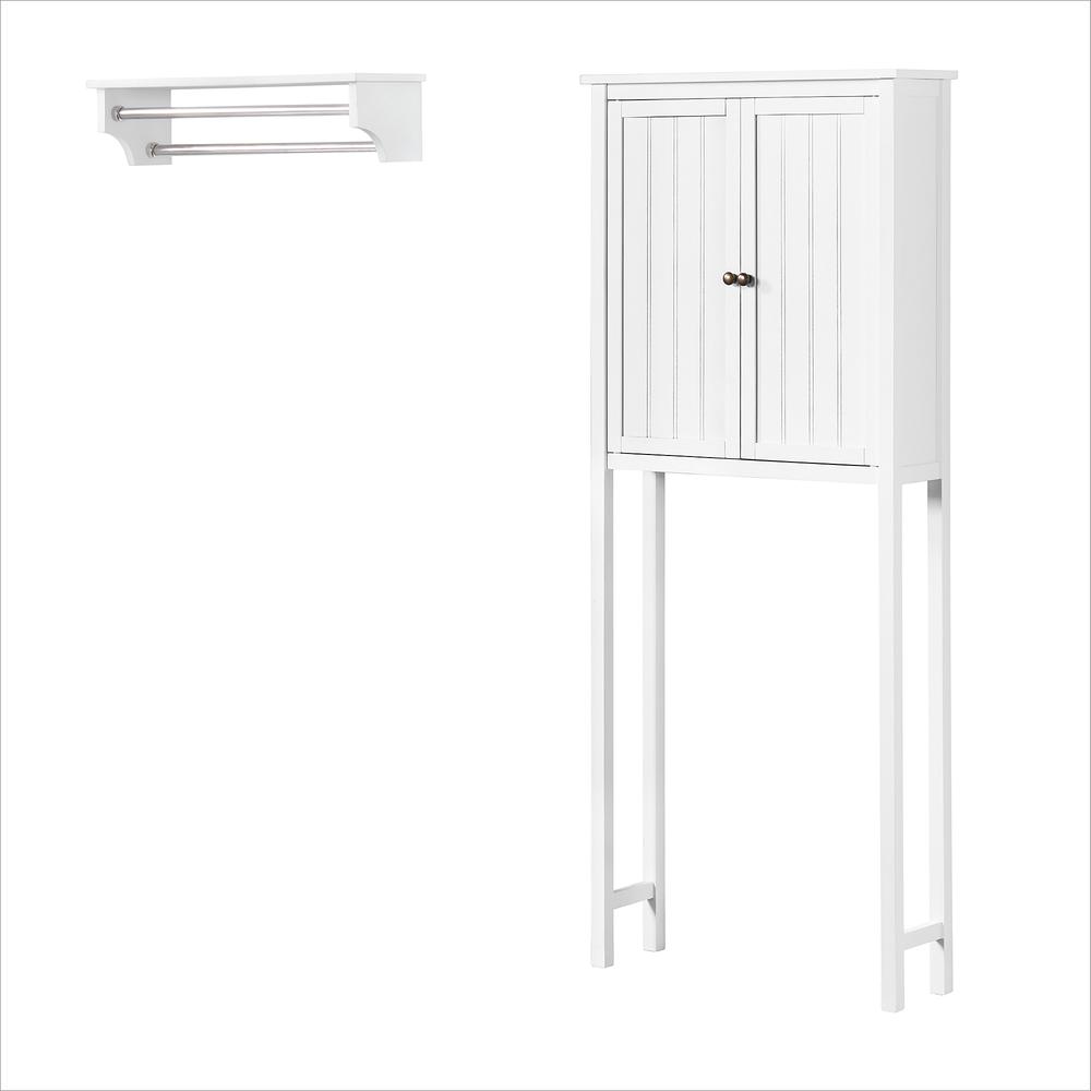 Dover Over Toilet Hutch with 2 Doors, Bathroom Shelf with 2 Towel Rods.. Picture 1