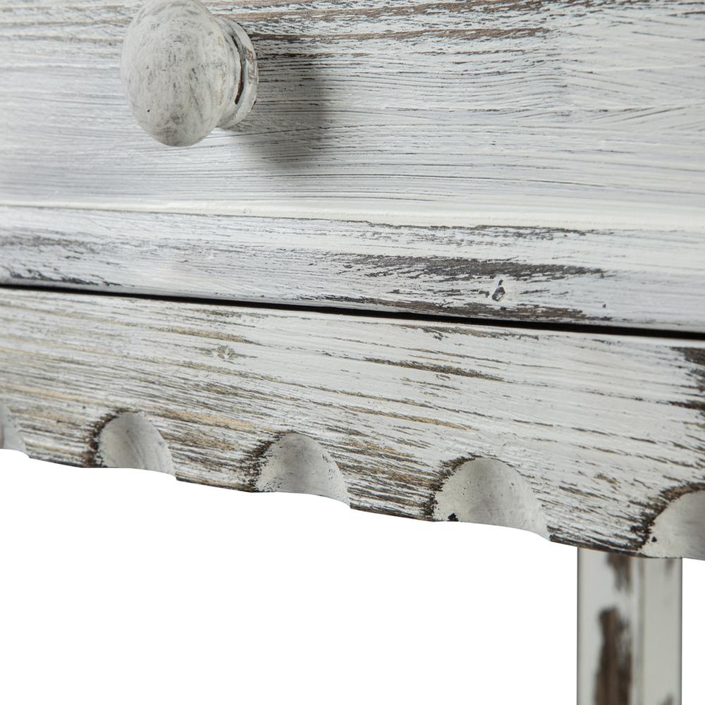 Country Cottage End Table, Rustic White Antique Finish. Picture 3