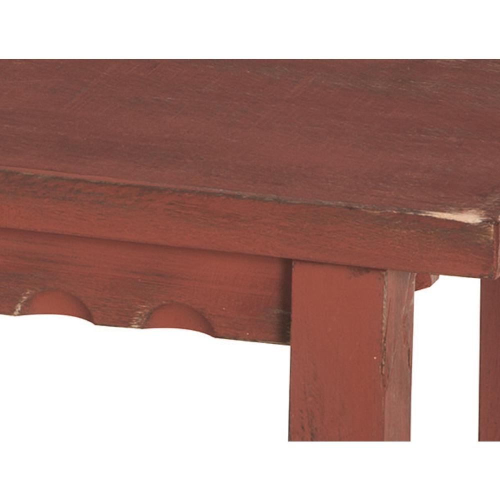 Country Cottage 2 Shelf End Table, Red Antique Finish. Picture 3