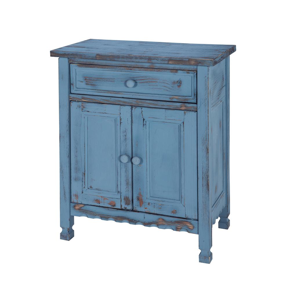 Country Cottage Accent Cabinet, Blue Antique Finish. Picture 1
