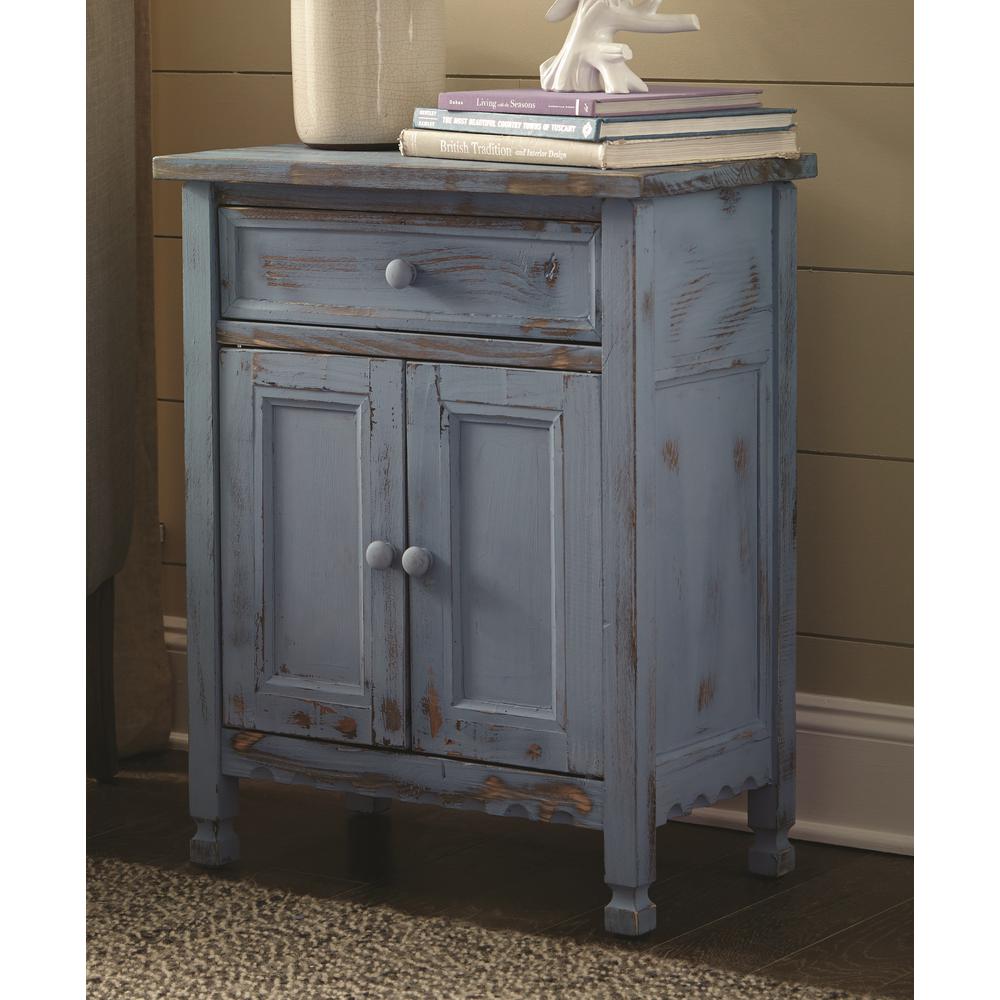 Country Cottage Accent Cabinet, Blue Antique Finish. Picture 2