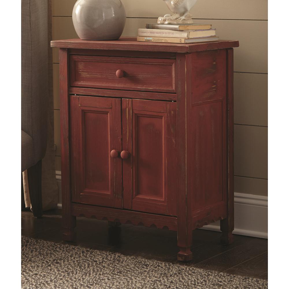 Country Cottage Accent Cabinet, Red Antique Finish. Picture 2