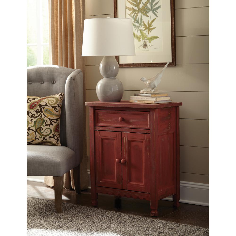 Country Cottage Accent Cabinet, Red Antique Finish. Picture 6