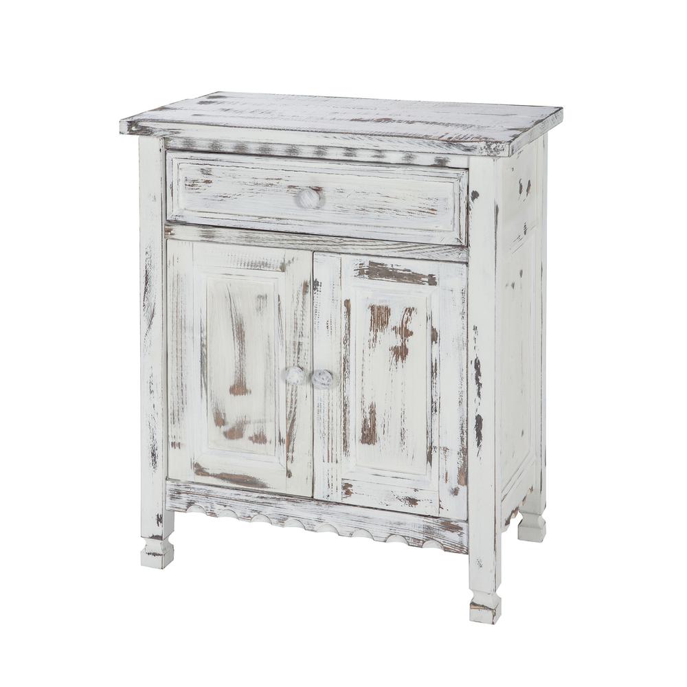 Country Cottage Accent Cabinet, White Antique Finish. Picture 1