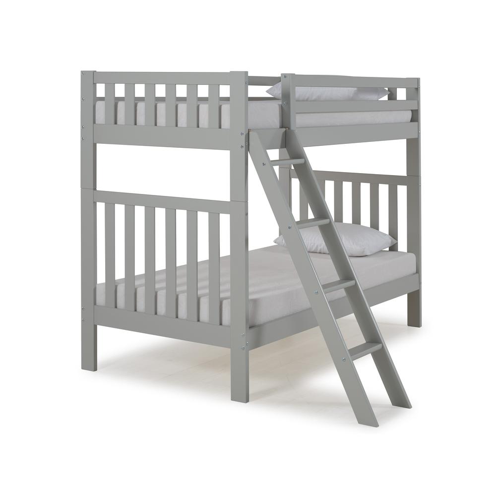 Aurora Twin Over Twin Wood Bunk Bed, Dove Gray. Picture 1
