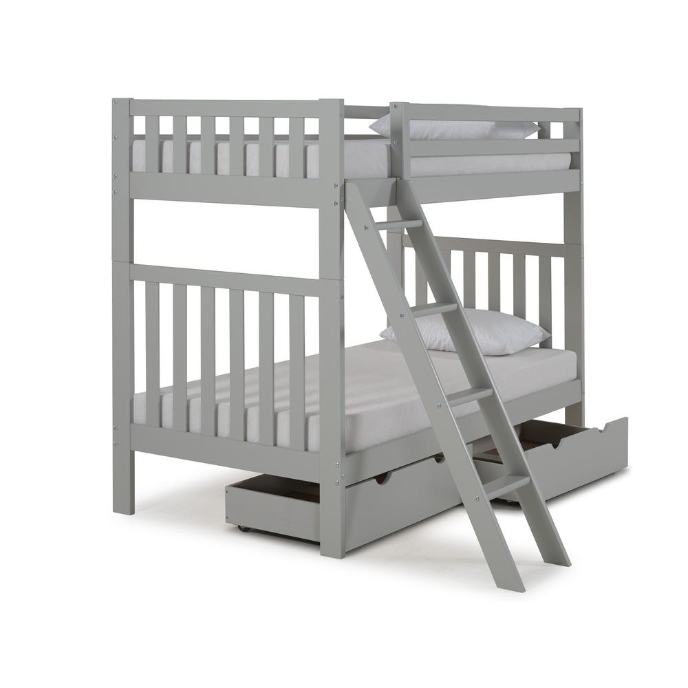Aurora Twin Over Twin Wood Bunk Bed, Dove Gray. Picture 3