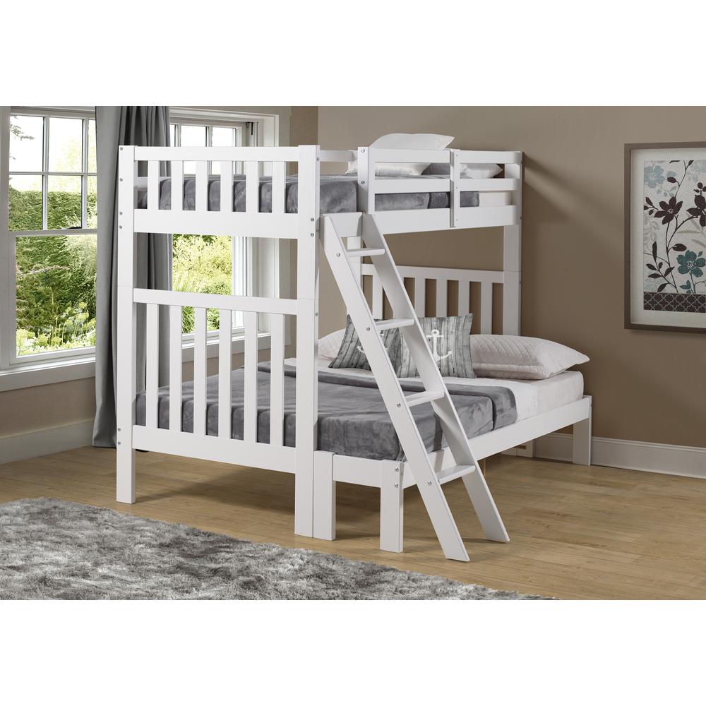 Aurora Twin Over Full Wood Bunk Bed, White. Picture 2