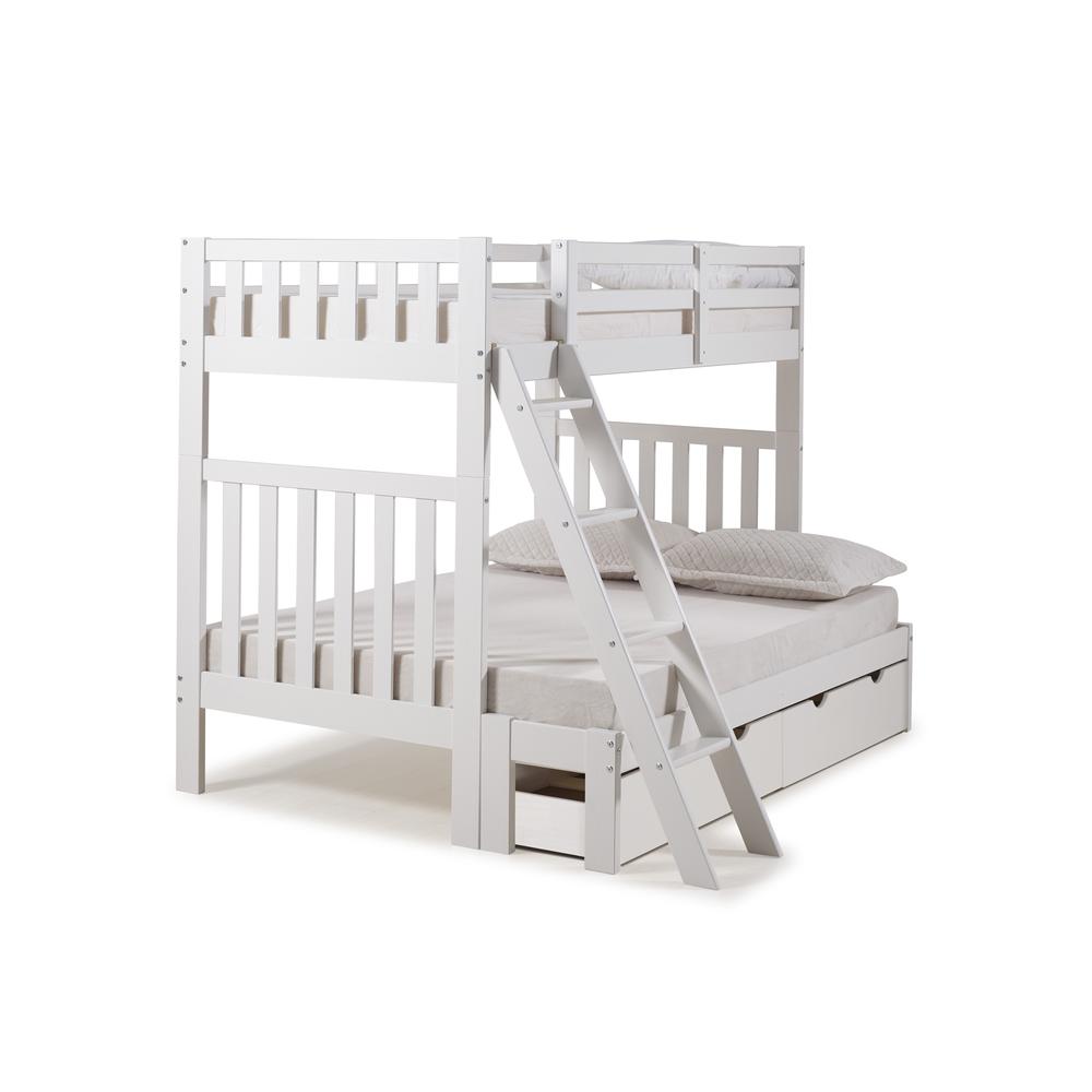Aurora Twin Over Full Wood Bunk Bed, White. Picture 3