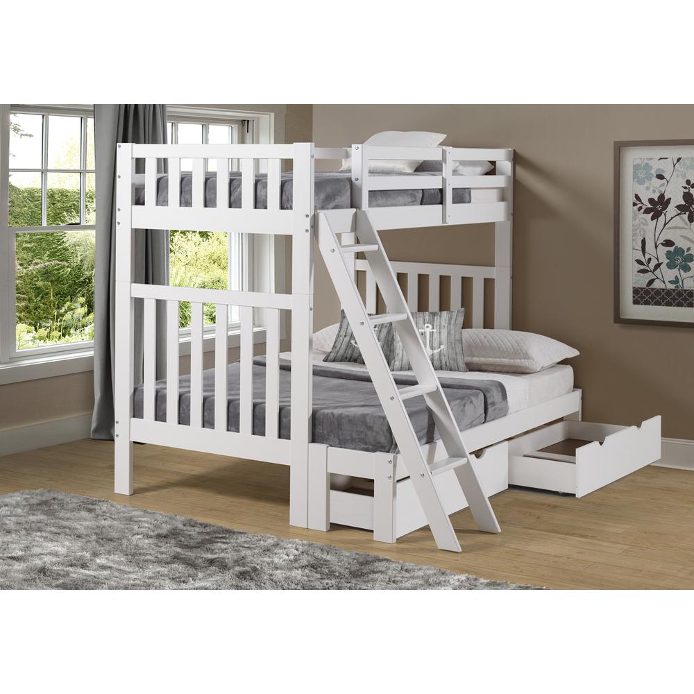 Aurora Twin Over Full Wood Bunk Bed, White. Picture 4