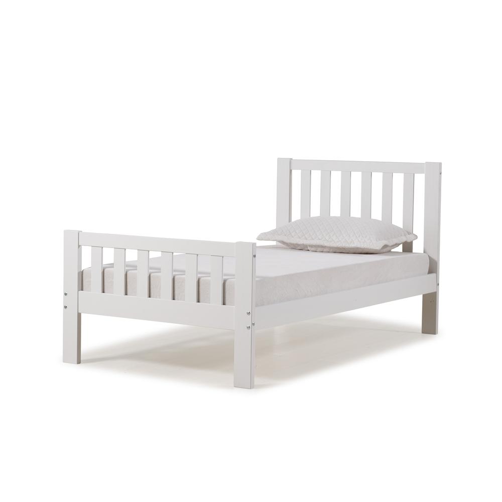 Aurora Twin Wood Bed, White. Picture 1