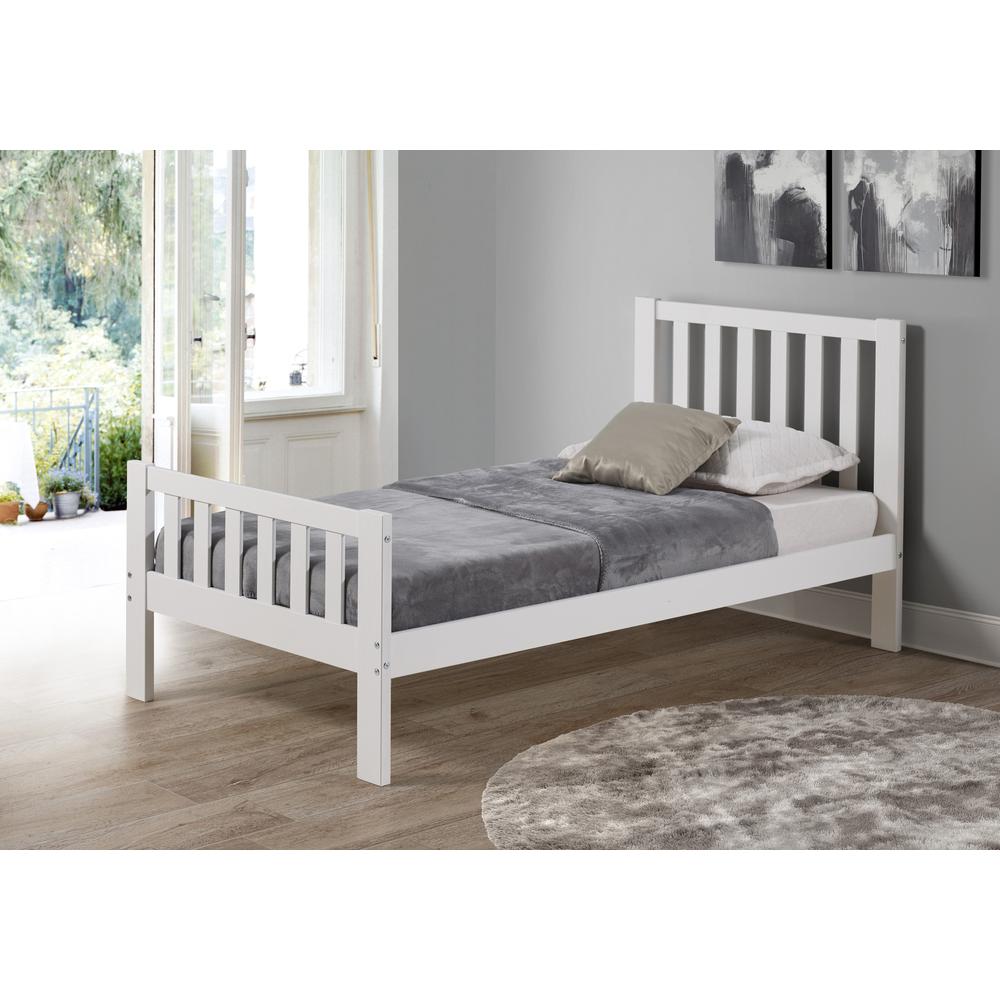 Aurora Twin Wood Bed, White. Picture 2