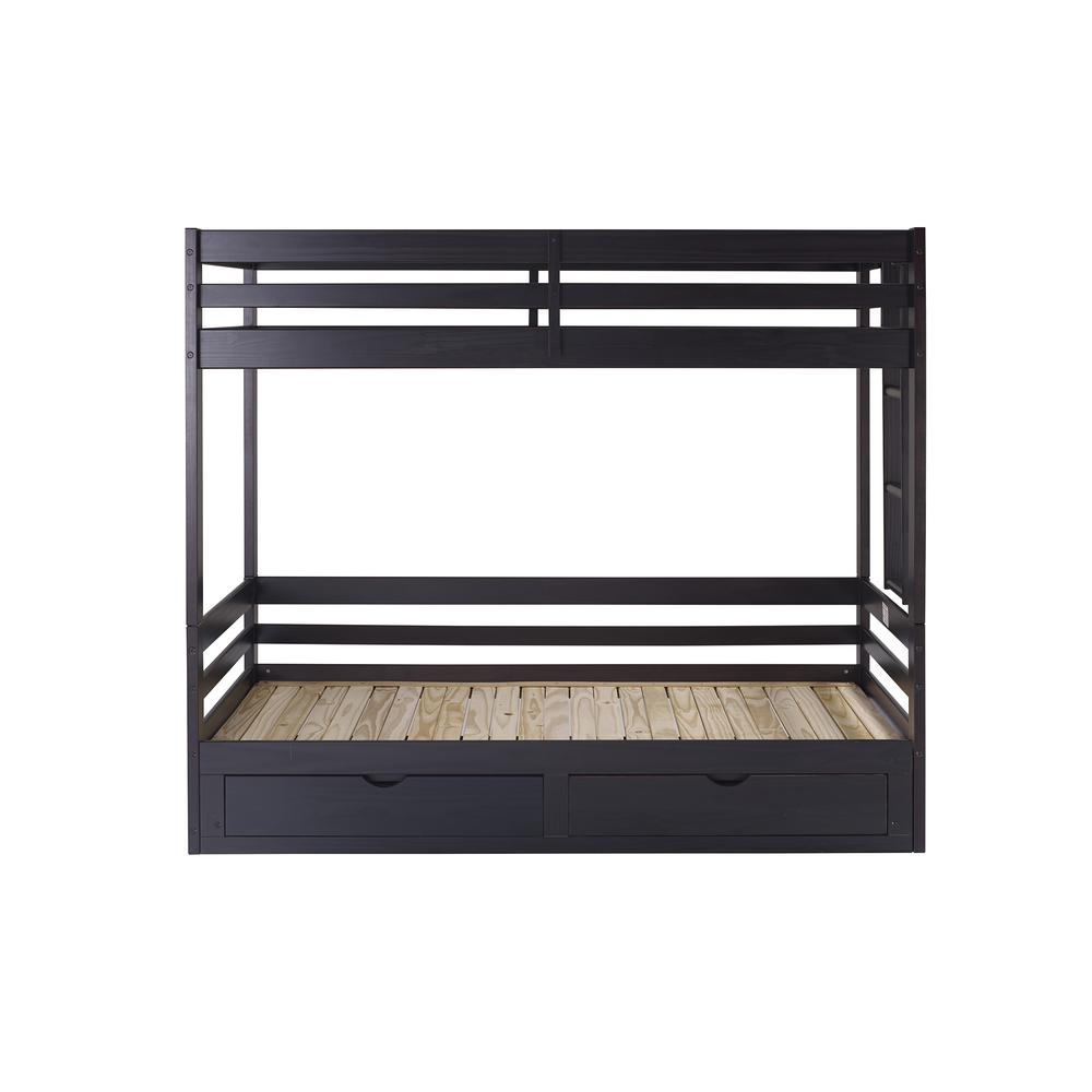 Jasper Twin to King Extending Day Bed with Bunk Bed and Storage Drawers, Espresso. Picture 1