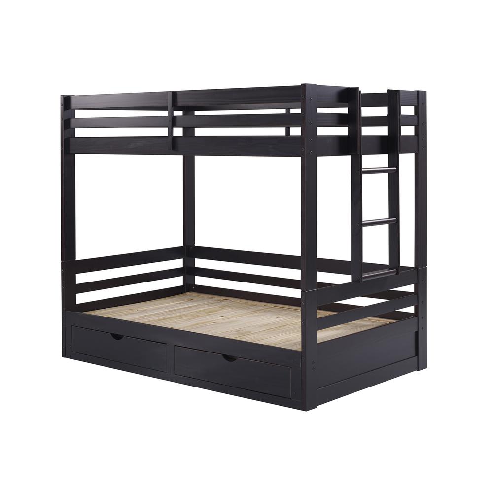 Jasper Twin to King Extending Day Bed with Bunk Bed and Storage Drawers, Espresso. Picture 2