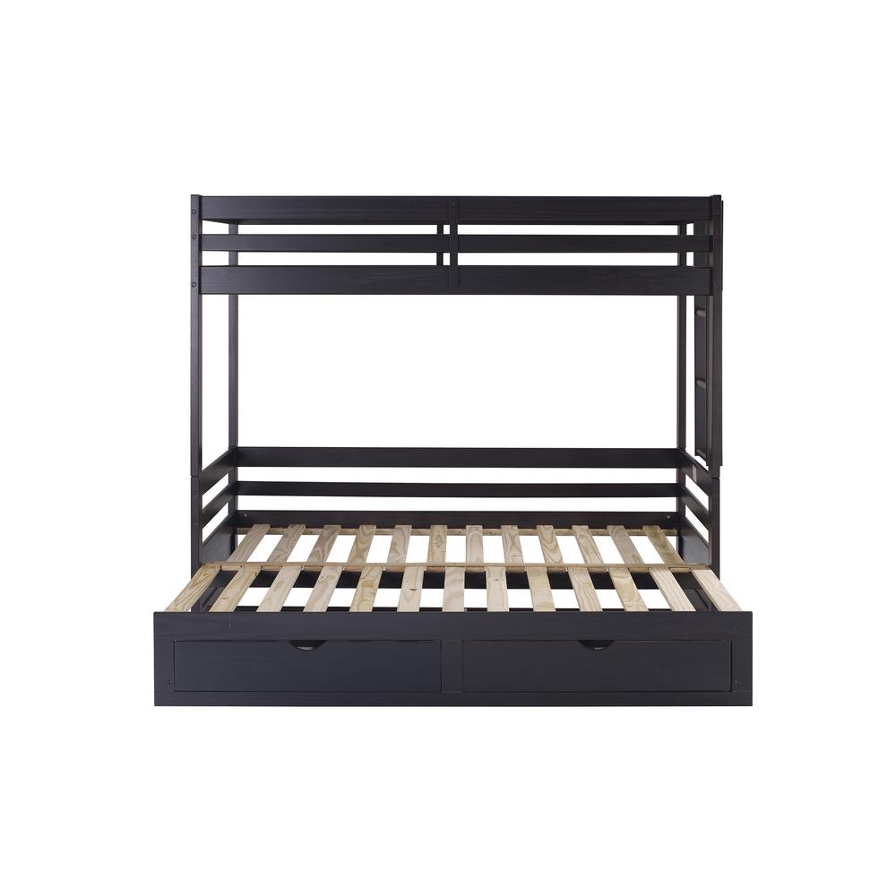 Jasper Twin to King Extending Day Bed with Bunk Bed and Storage Drawers, Espresso. Picture 6