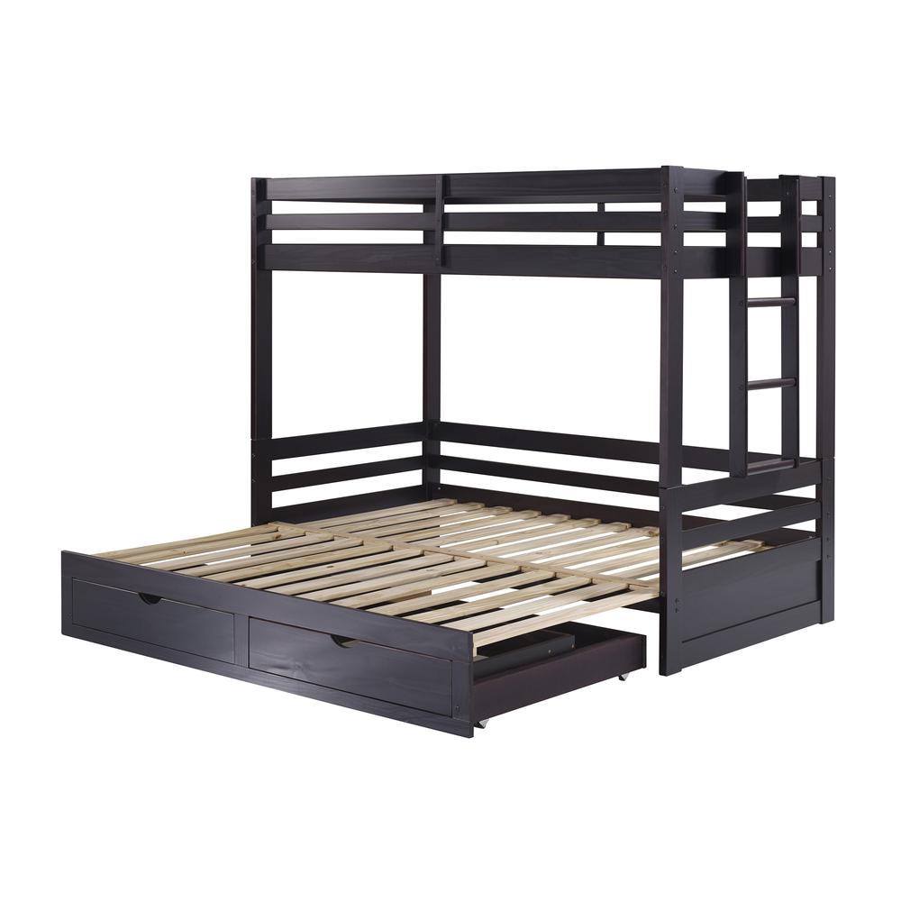 Jasper Twin to King Extending Day Bed with Bunk Bed and Storage Drawers, Espresso. Picture 7