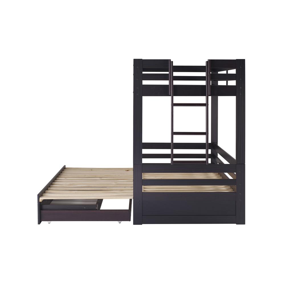 Jasper Twin to King Extending Day Bed with Bunk Bed and Storage Drawers, Espresso. Picture 8
