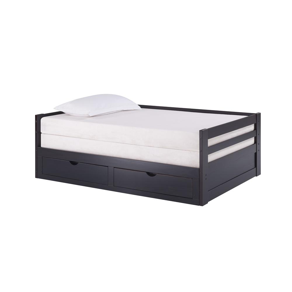 Jasper Twin to King Extending Day Bed with Storage Drawers, Espresso. Picture 1