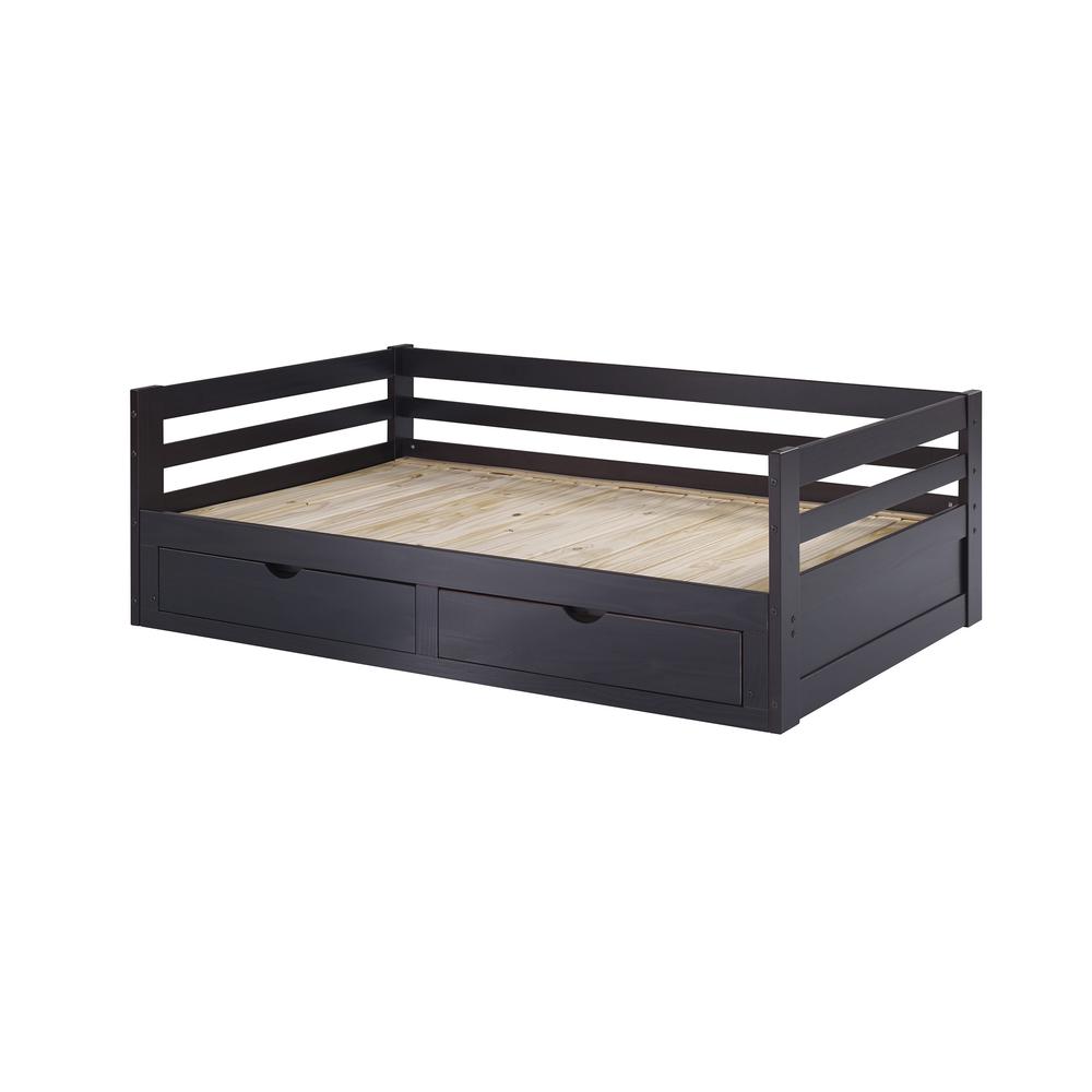 Jasper Twin to King Extending Day Bed with Storage Drawers, Espresso. Picture 4