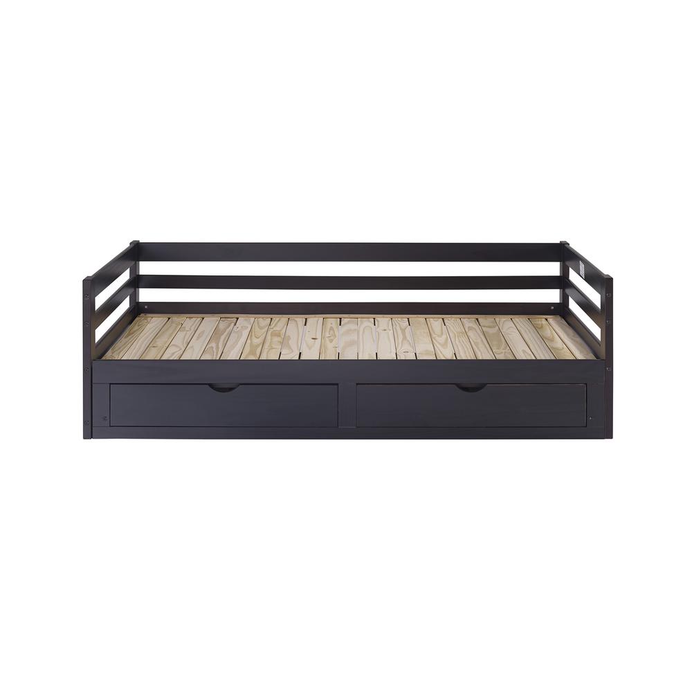 Jasper Twin to King Extending Day Bed with Storage Drawers, Espresso. Picture 5