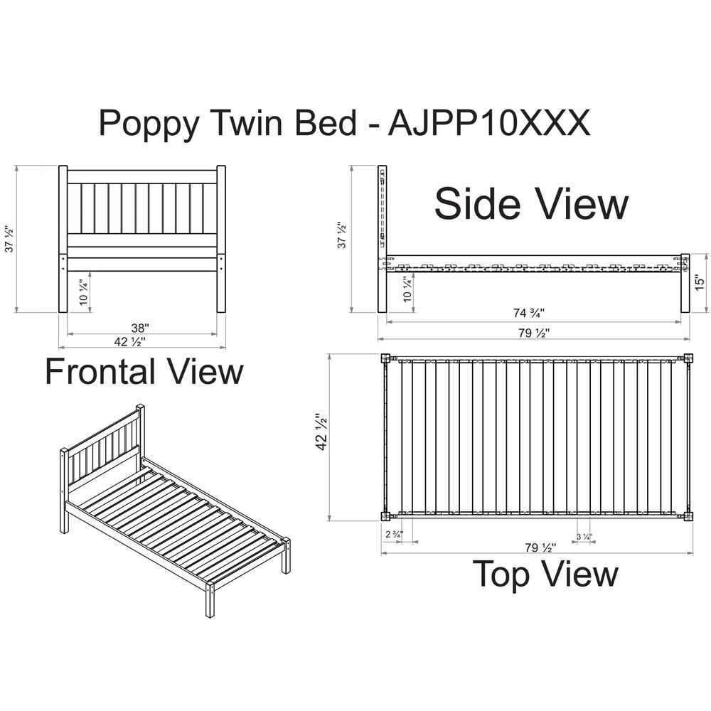 Poppy Twin Wood Platform Bed, Cinnamon. Picture 3