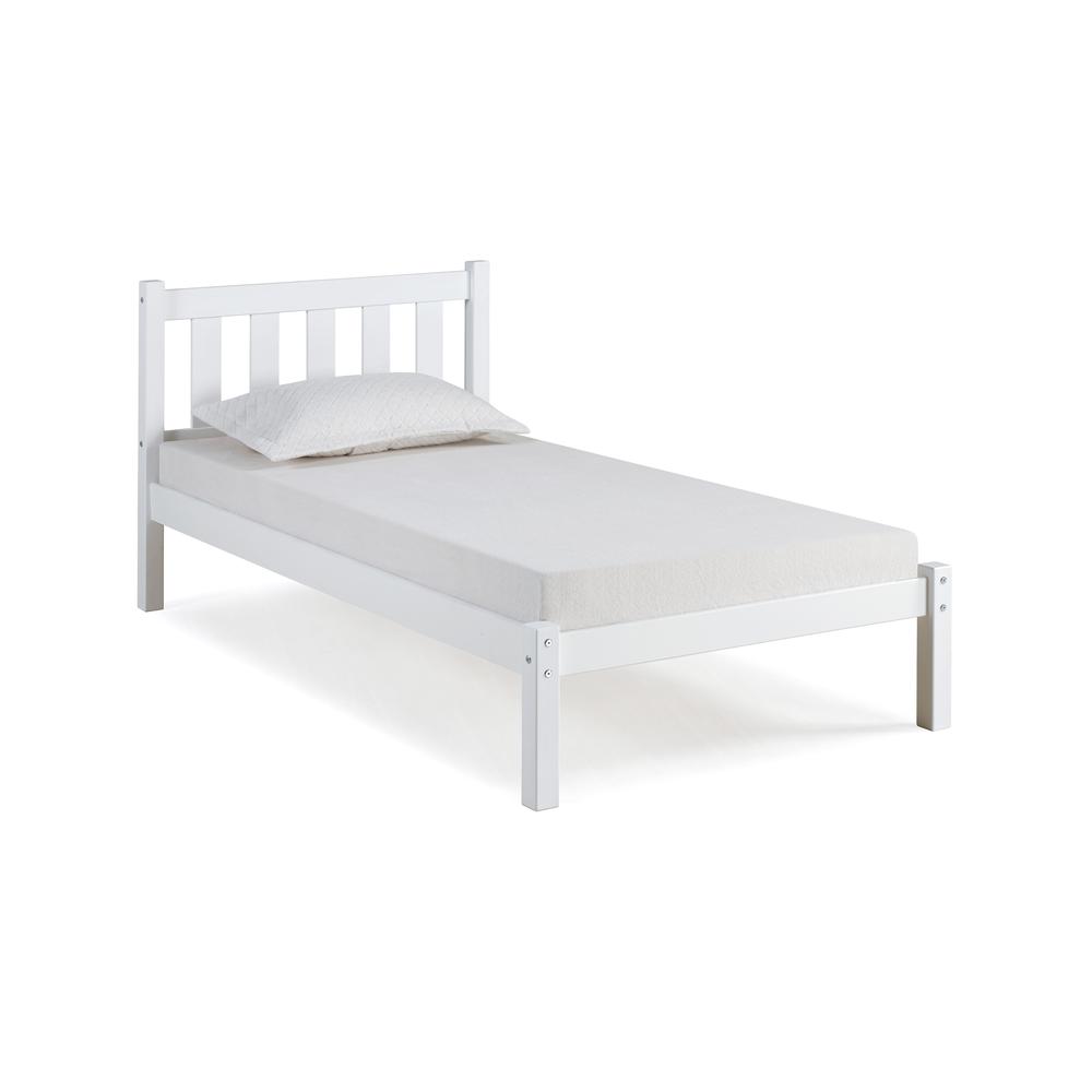 Poppy Twin Wood Platform Bed, White. Picture 1