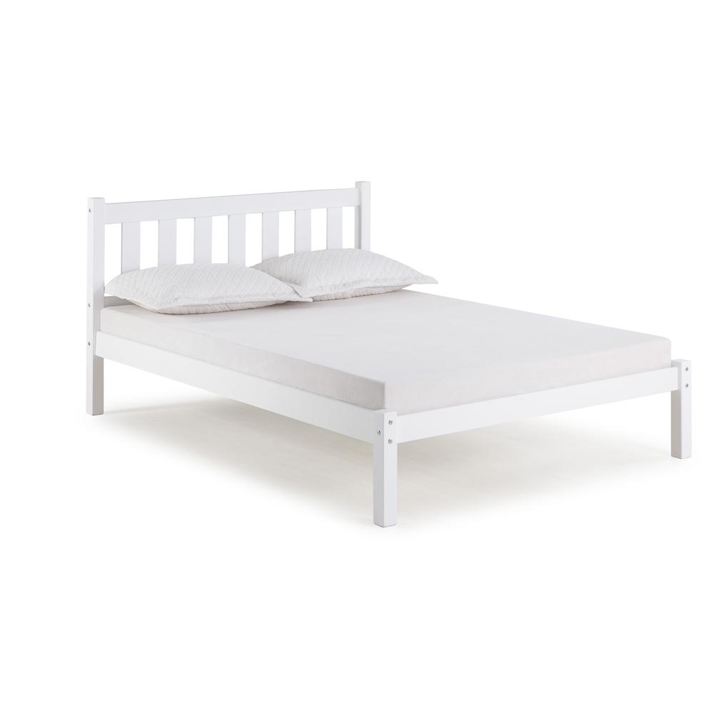 Poppy Full Wood Platform Bed, White. Picture 1