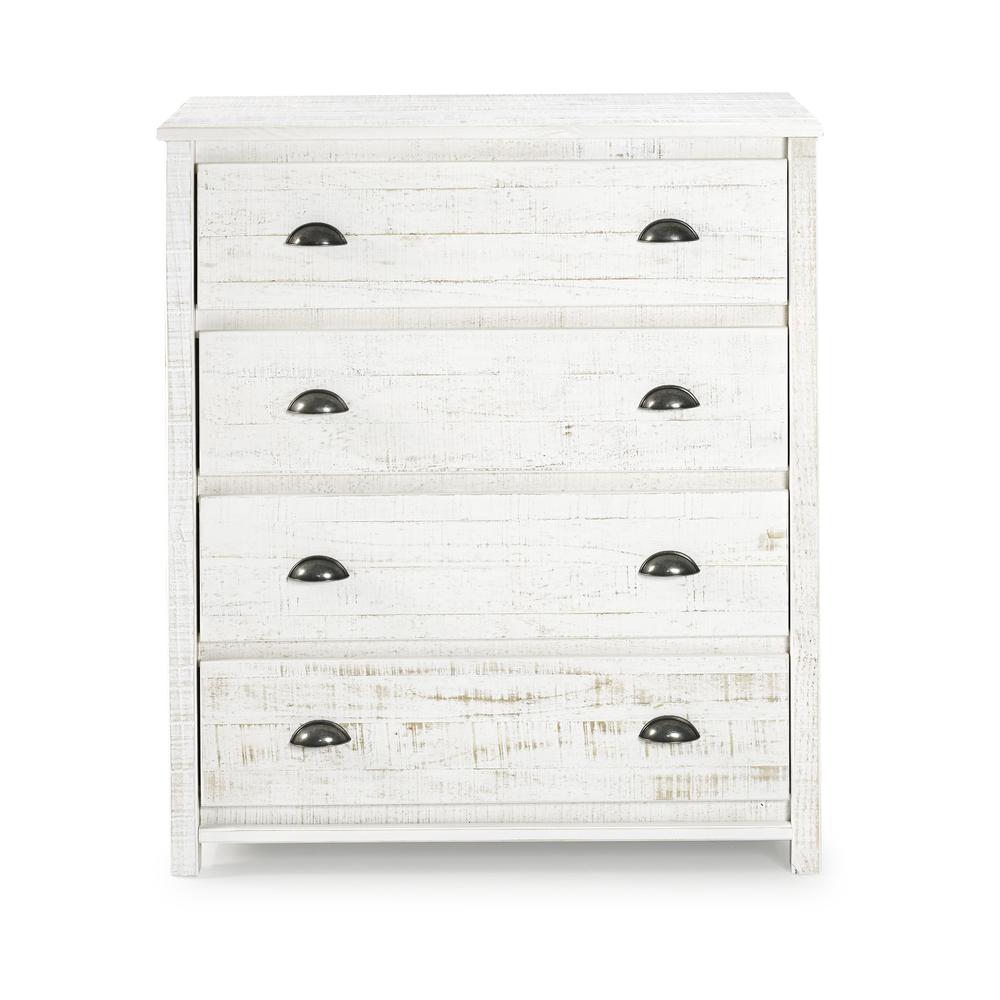 Rustic 4-Drawer Chest, Rustic White. Picture 1