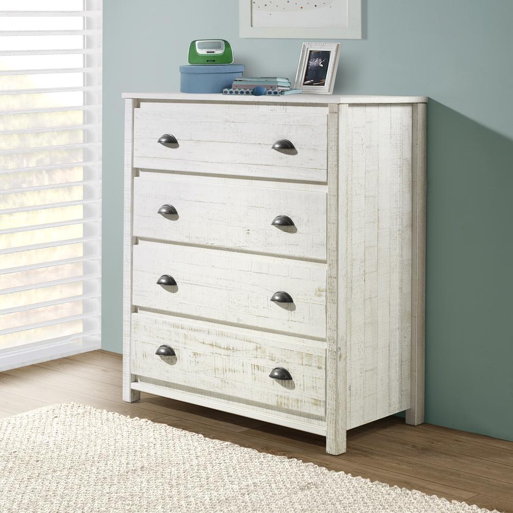 Rustic 4-Drawer Chest, Rustic White. Picture 8