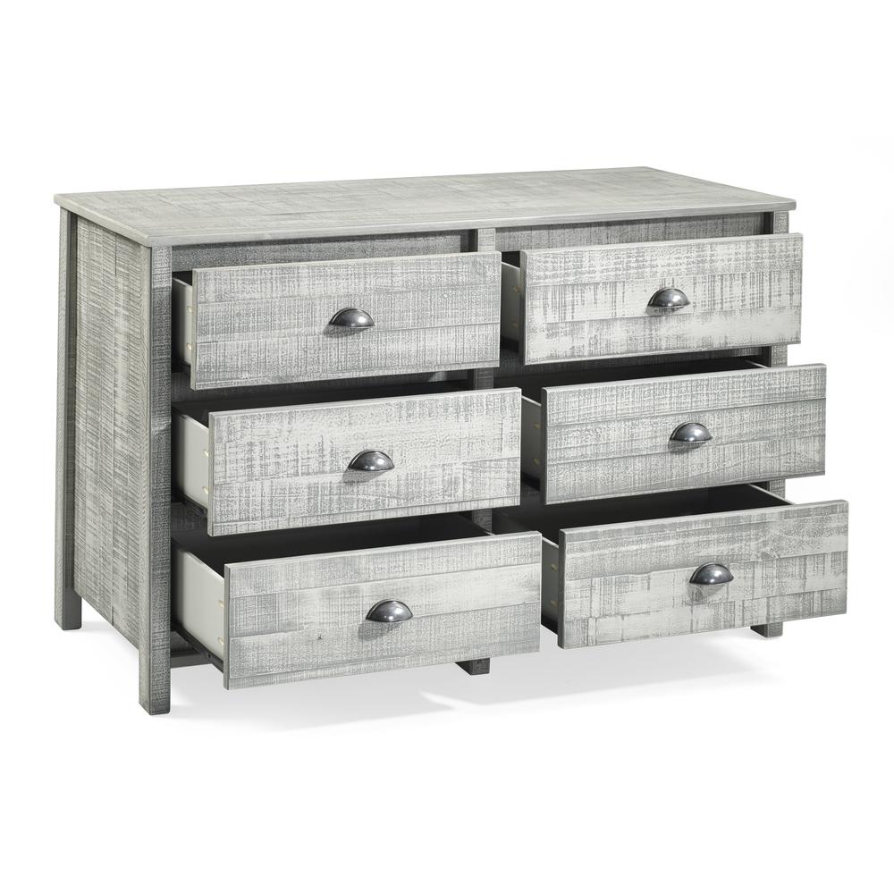 Rustic 6-Drawer Dresser, Rustic Gray. Picture 3
