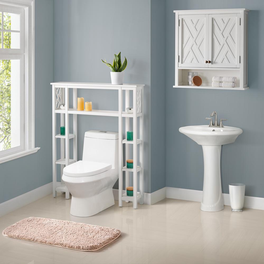 Coventry Over Toilet Open Shelving Unit with Left and Right Side Shelves, Wall Mounted Cabinet  with Two Doors and Open Shelf. Picture 2