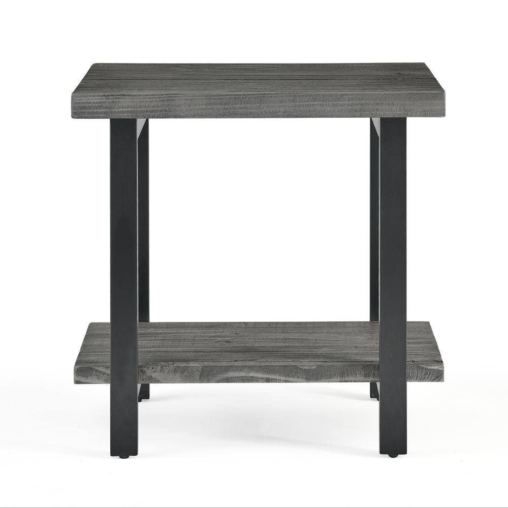 Pomona Metal and Reclaimed Wood End Table, Slate Gray. Picture 3