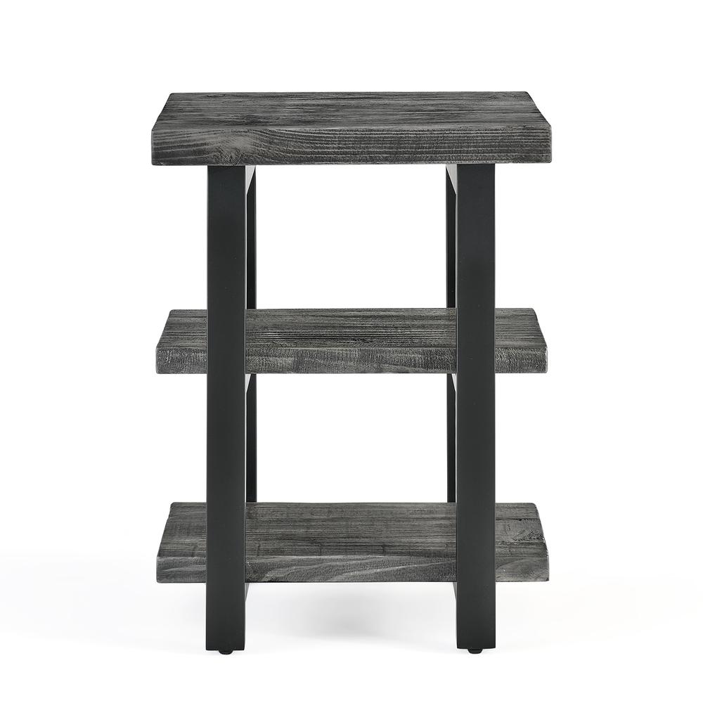 Pomona Metal and Reclaimed Wood 2-Shelf End Table, Slate Gray. Picture 3