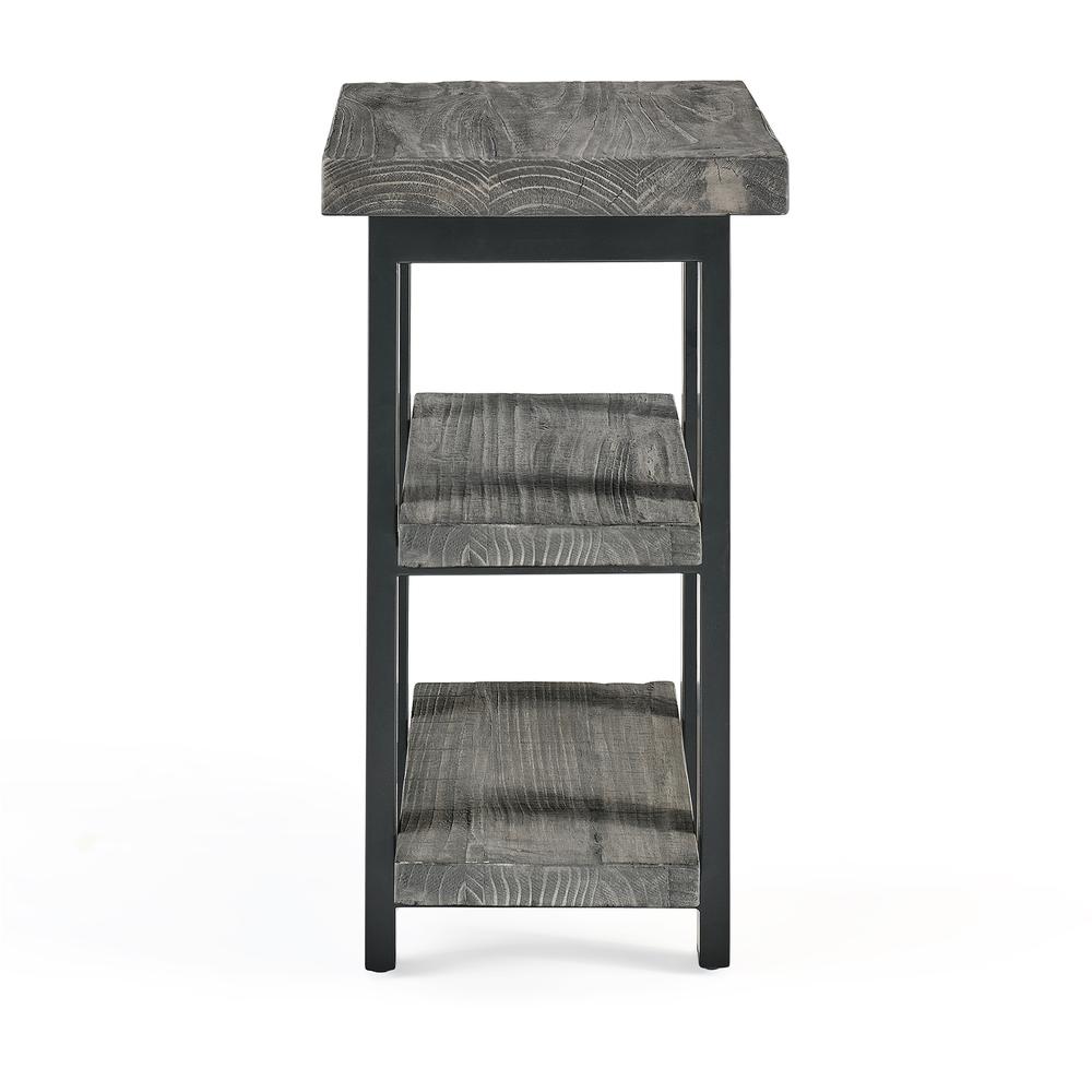 Pomona Metal and Reclaimed Wood 2-Shelf End Table, Slate Gray. Picture 4