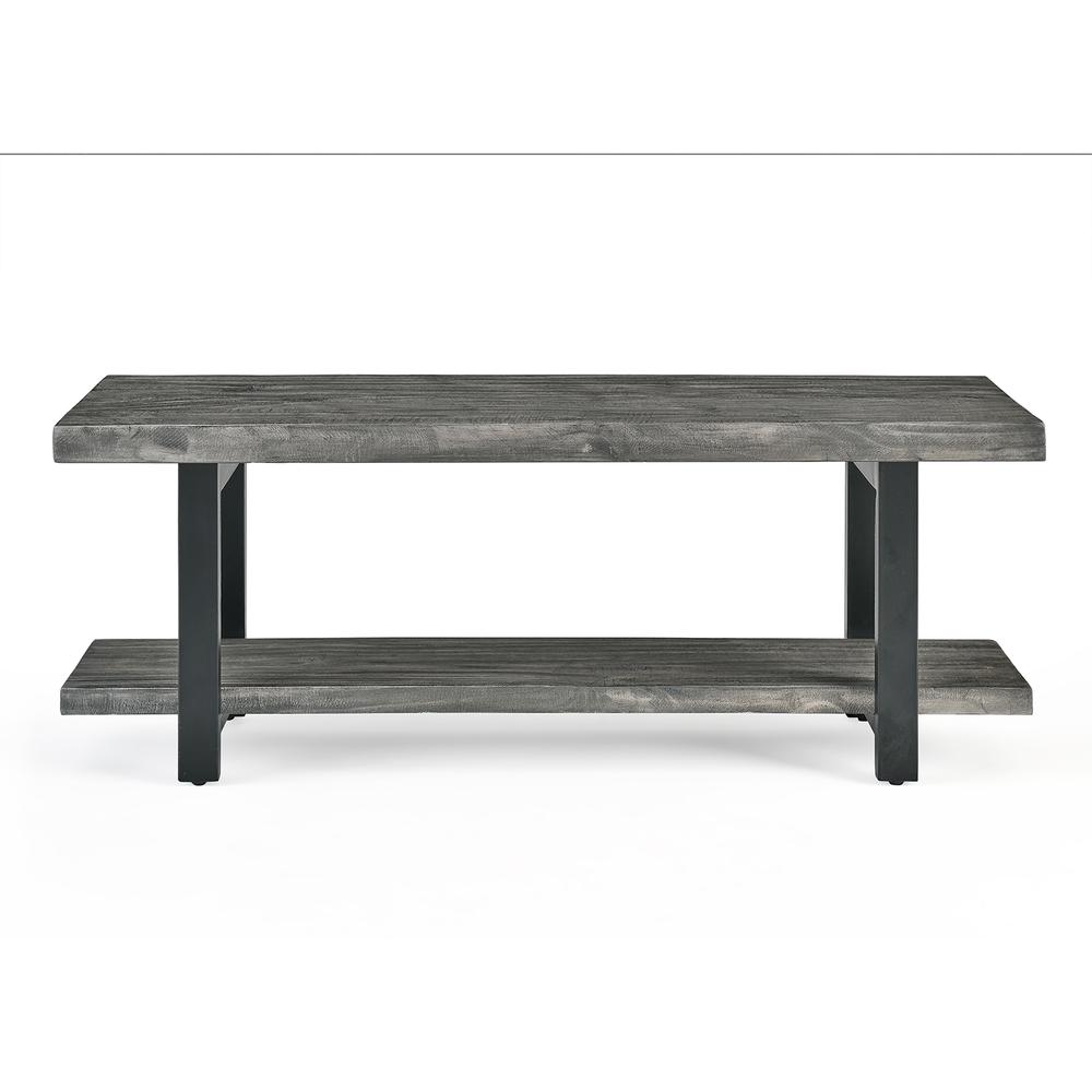 Pomona Metal and Reclaimed Wood Bench, Slate Gray. Picture 3