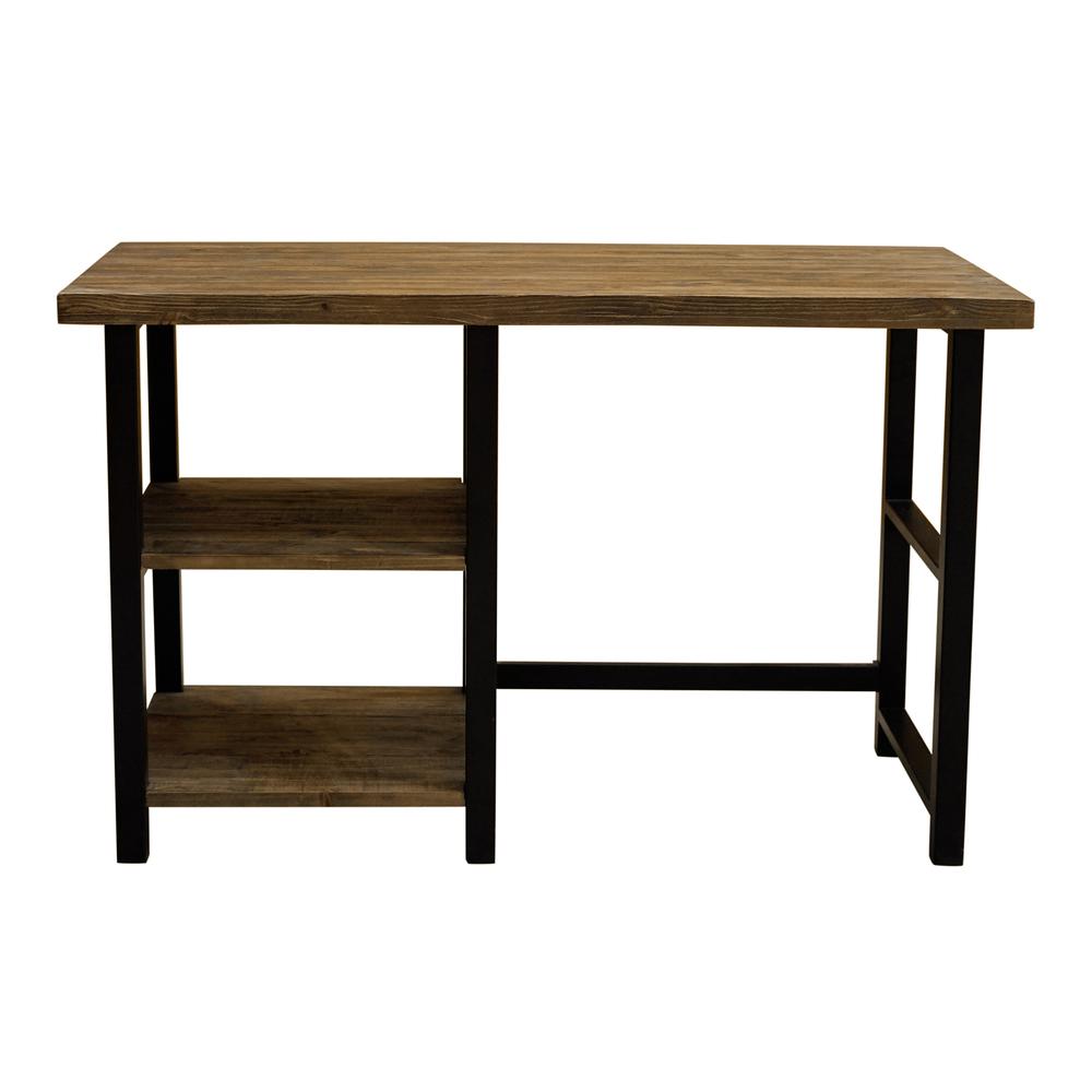 Pomona 48"W Metal and Solid Wood Desk with 2 Shelves. Picture 1