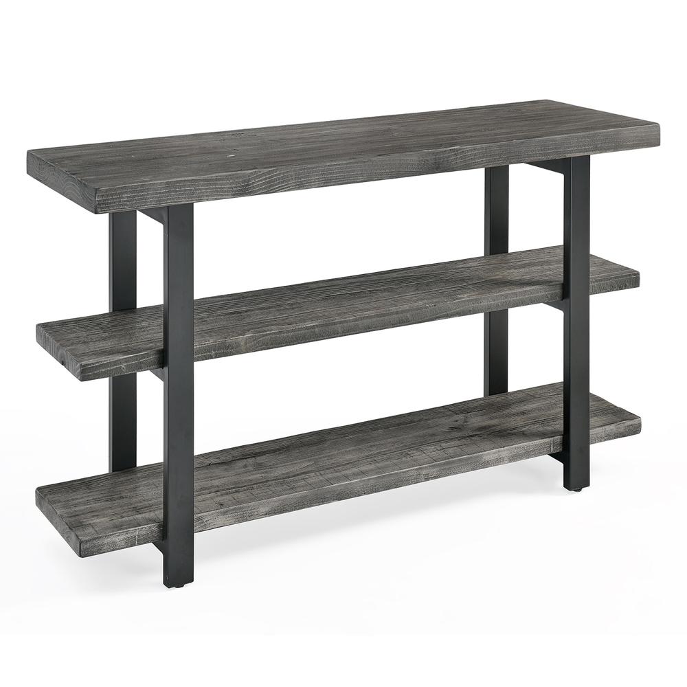 Pomona 48" Metal and Reclaimed Wood Media/Console Table, Slate Gray. Picture 1