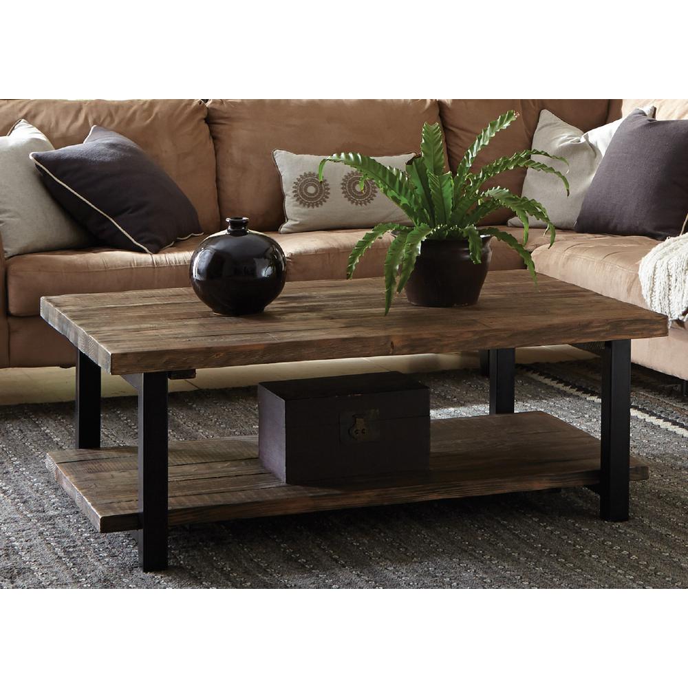 Pomona 48"L  Metal and Reclaimed Wood Coffee Table. Picture 8