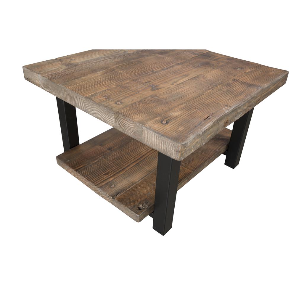 Pomona 27" Metal and Reclaimed Wood Square Coffee Table. Picture 6