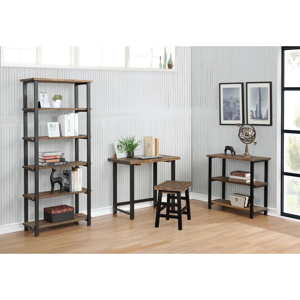 Pomona 31"H 2-Shelf Metal and Solid Wood Under-Window Bookcase. Picture 4
