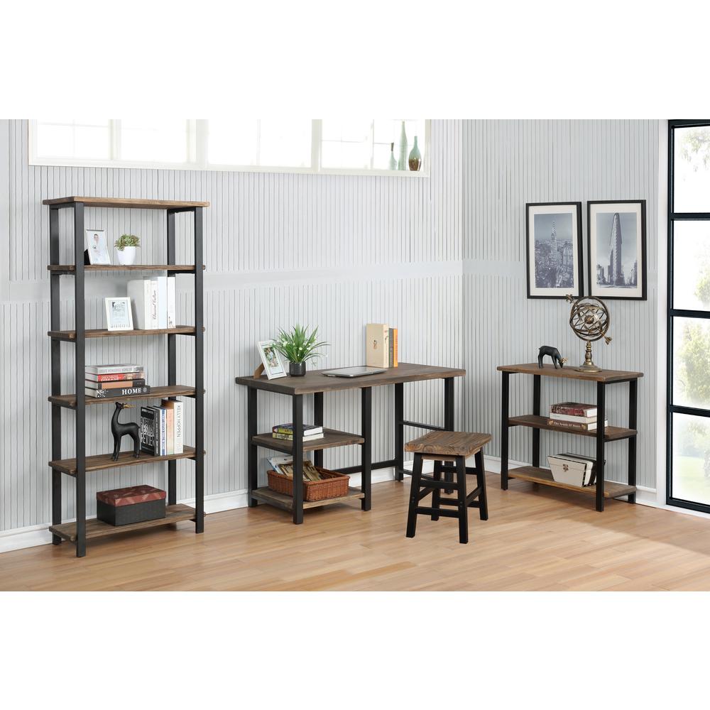 Pomona 31"H 2-Shelf Metal and Solid Wood Under-Window Bookcase. Picture 8