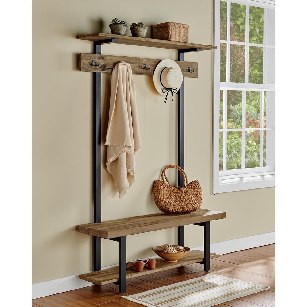 Pomona Entryway Hall Tree with Bench, Shelves & Coat Hooks. Picture 2