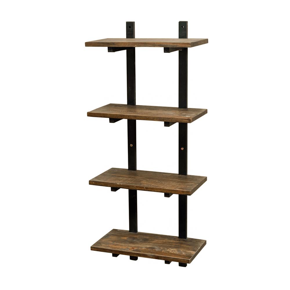 Pomona 48"H Metal and Solid Wood Wall Shelf. Picture 1