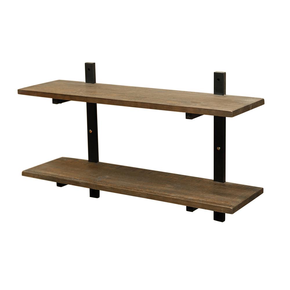 Pomona 36"W Metal and Solid Wood Wall Shelf. Picture 4