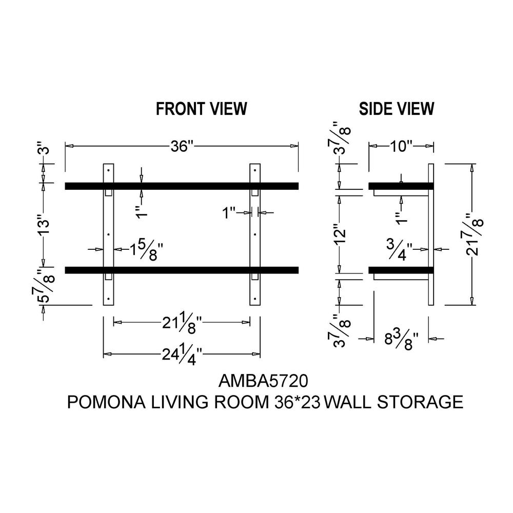 Pomona 36"W Metal and Solid Wood Wall Shelf. Picture 6
