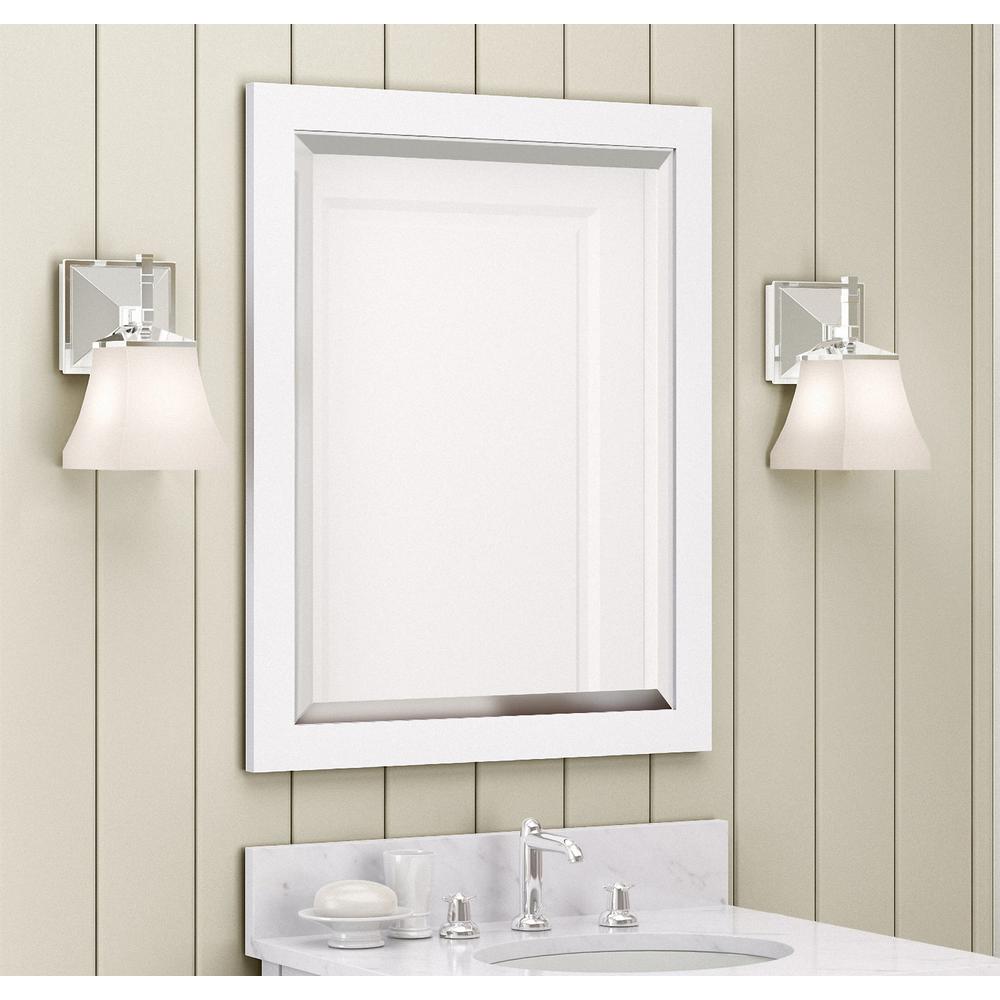 24" Beveled Bath Vanity Mirror, White. Picture 3